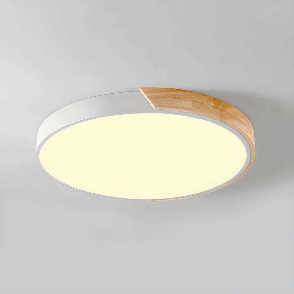 12-Inch Round LED Ceiling Light With Wood Accent Flush Mount