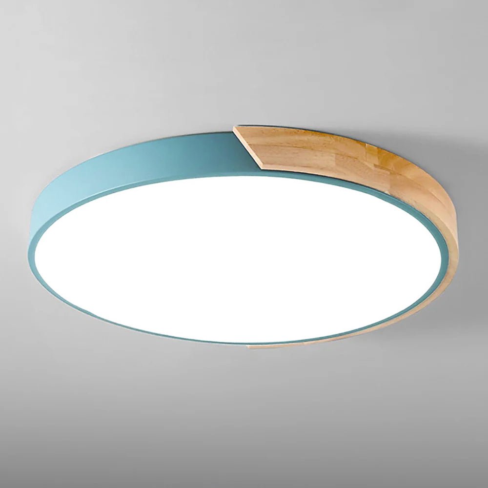 12-Inch Round LED Ceiling Light With Wood Accent Flush Mount