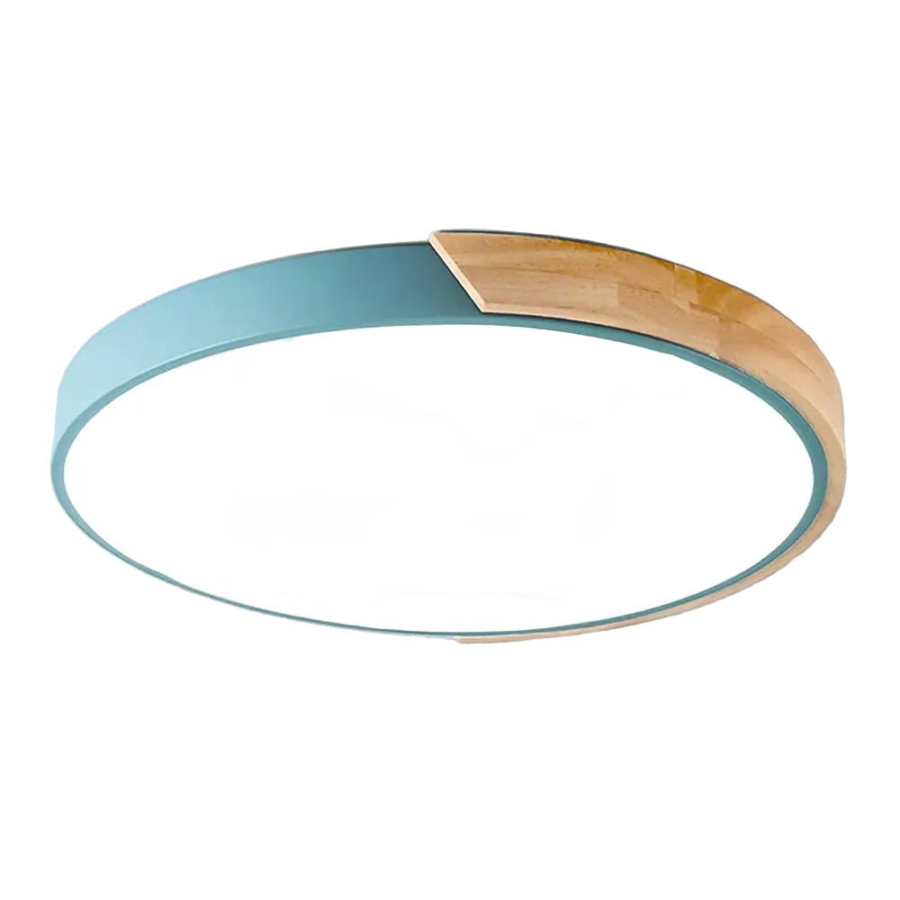 12-Inch Round LED Ceiling Light With Wood Accent Flush Mount