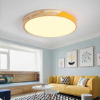 12-Inch Round LED Ceiling Light With Wood Accent Flush Mount