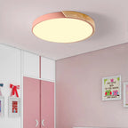 12-Inch Round LED Ceiling Light With Wood Accent Flush Mount