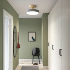 Wood Base Round LED Ceiling Light, Semi-Flush Mount, 12 Inches