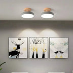Wood Base Round LED Ceiling Light, Semi-Flush Mount, 12 Inches