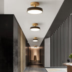 Wood Base Round LED Ceiling Light, Semi-Flush Mount, 12 Inches