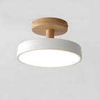 Wood Base Round LED Ceiling Light, Semi-Flush Mount, 12 Inches