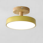 Wood Base Round LED Ceiling Light, Semi-Flush Mount, 12 Inches