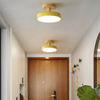 Wood Base Round LED Ceiling Light, Semi-Flush Mount, 12 Inches
