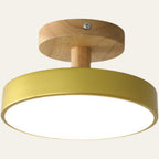 Wood Base Round LED Ceiling Light, Semi-Flush Mount, 12 Inches