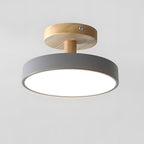 Wood Base Round LED Ceiling Light, Semi-Flush Mount, 12 Inches