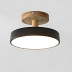 Wood Base Round LED Ceiling Light, Semi-Flush Mount, 12 Inches