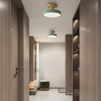 Wood Base Round LED Ceiling Light, Semi-Flush Mount, 12 Inches