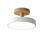 Wood Base Round LED Ceiling Light, Semi-Flush Mount, 12 Inches