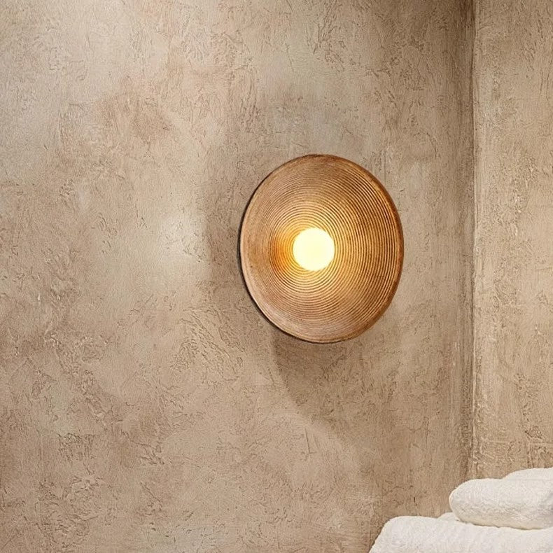 LED Round Wall Sconce Vintage Resin Look 1-Light Fixture