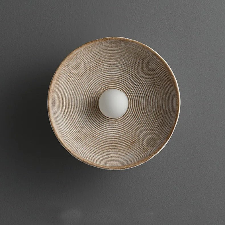 LED Round Wall Sconce Vintage Resin Look 1-Light Fixture