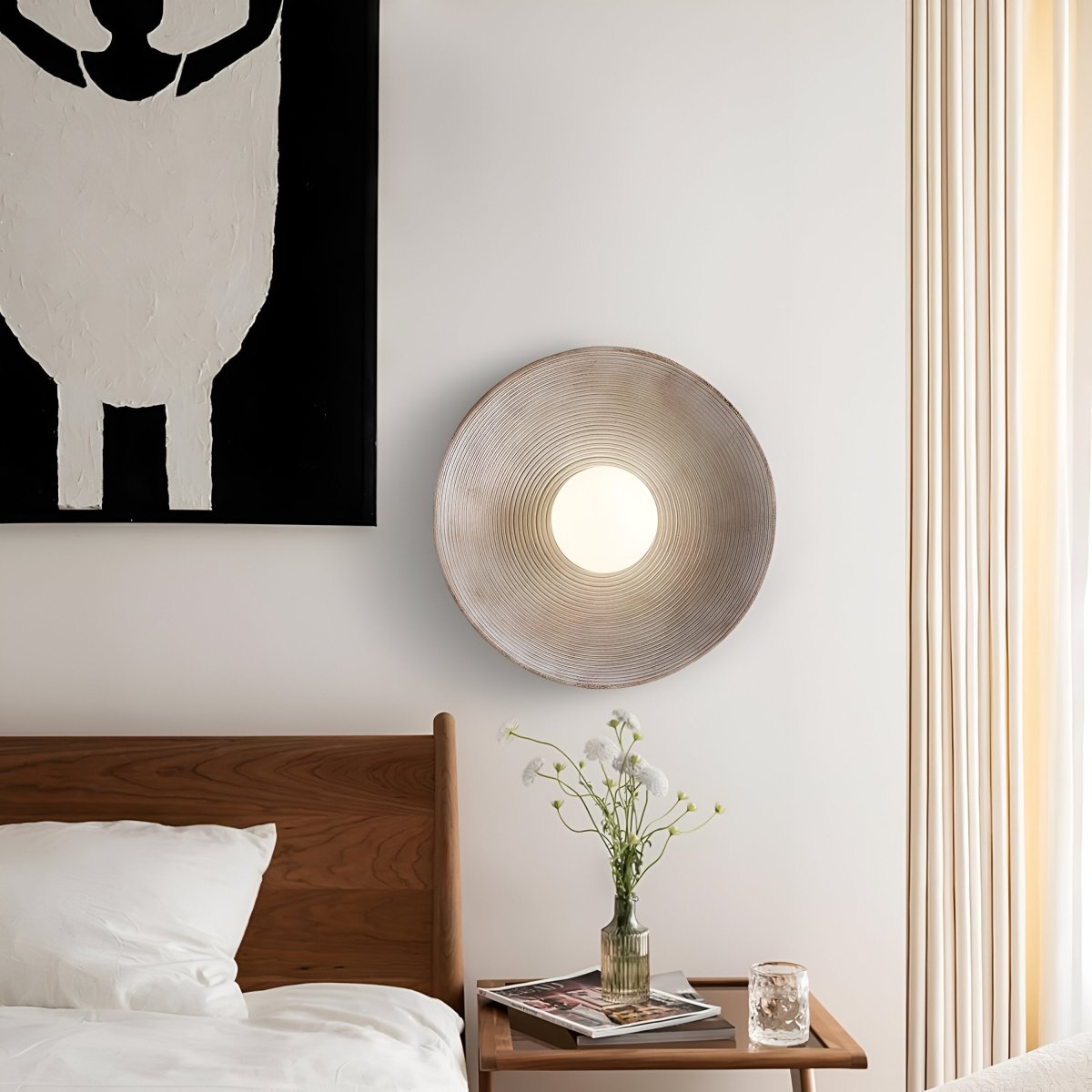 LED Round Wall Sconce Vintage Resin Look 1-Light Fixture