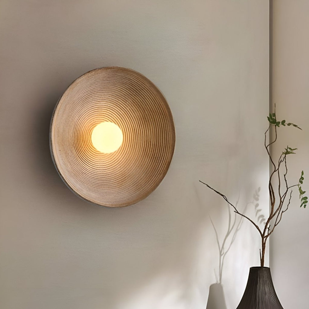LED Round Wall Sconce Vintage Resin Look 1-Light Fixture