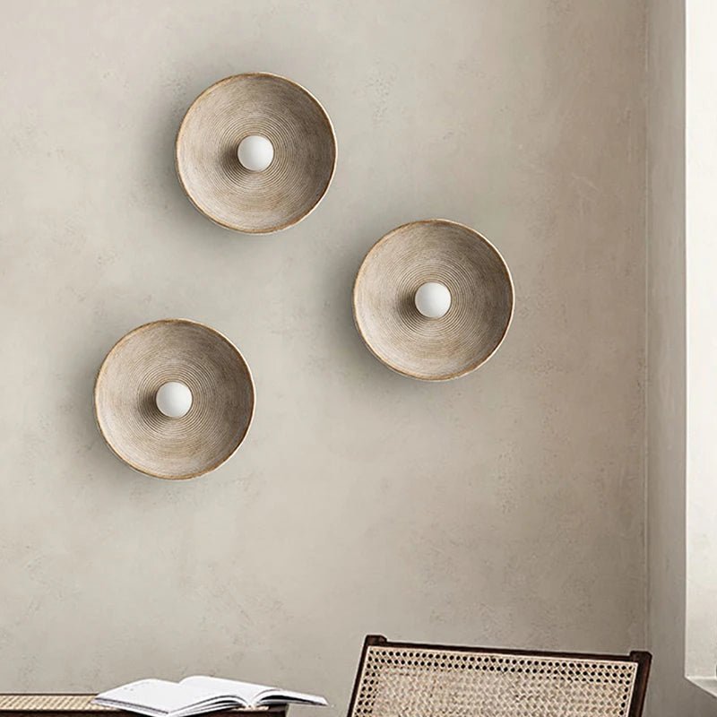 LED Round Wall Sconce Vintage Resin Look 1-Light Fixture