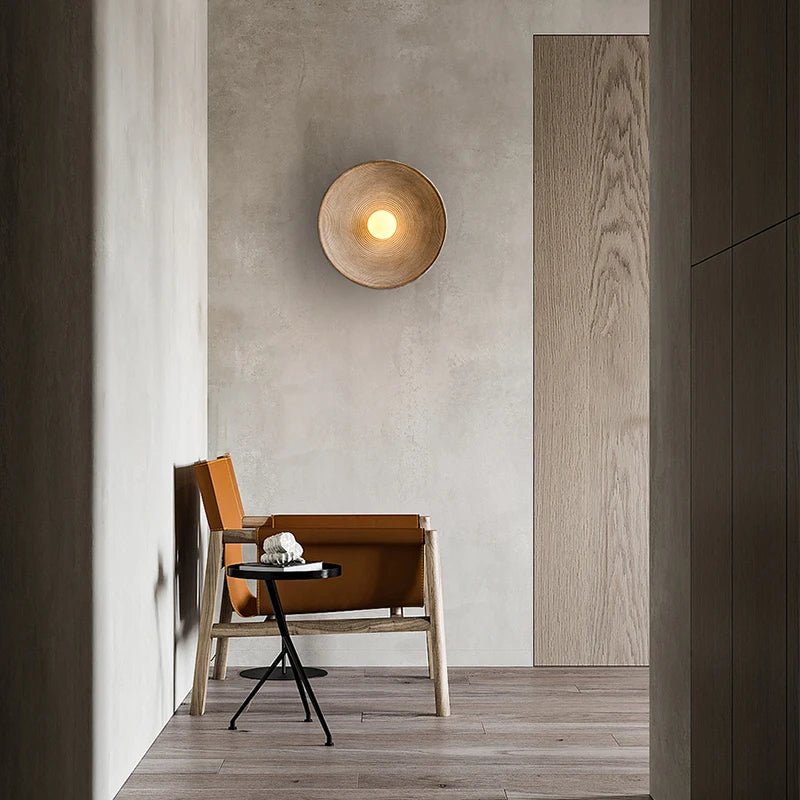 LED Round Wall Sconce Vintage Resin Look 1-Light Fixture