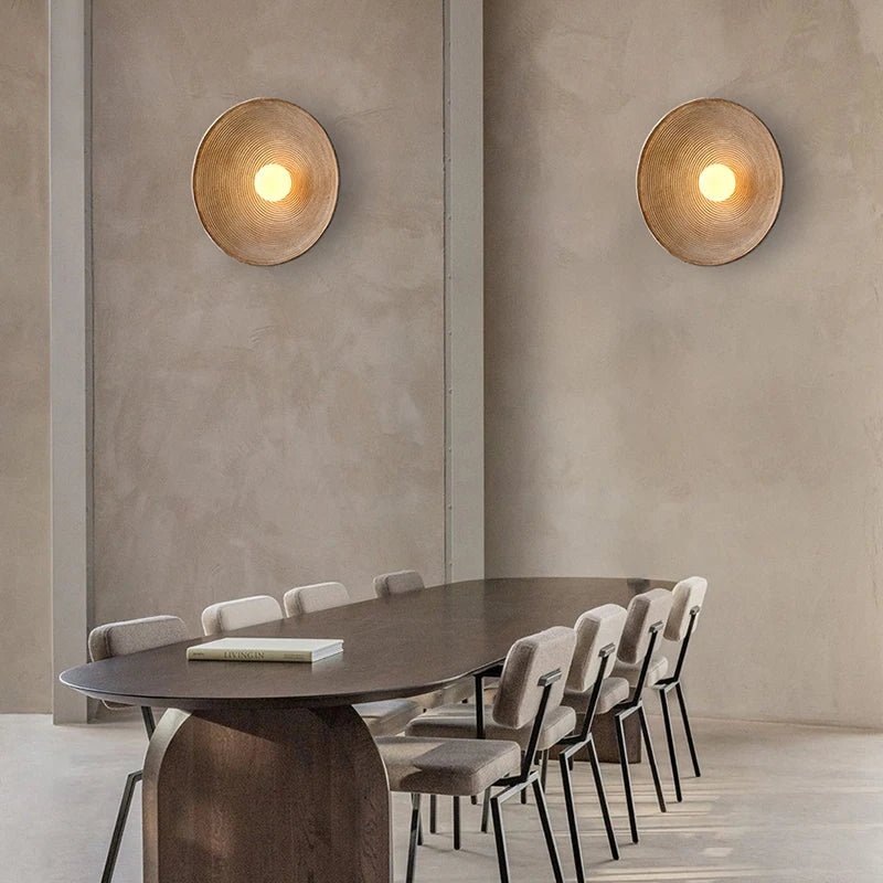 LED Round Wall Sconce Vintage Resin Look 1-Light Fixture