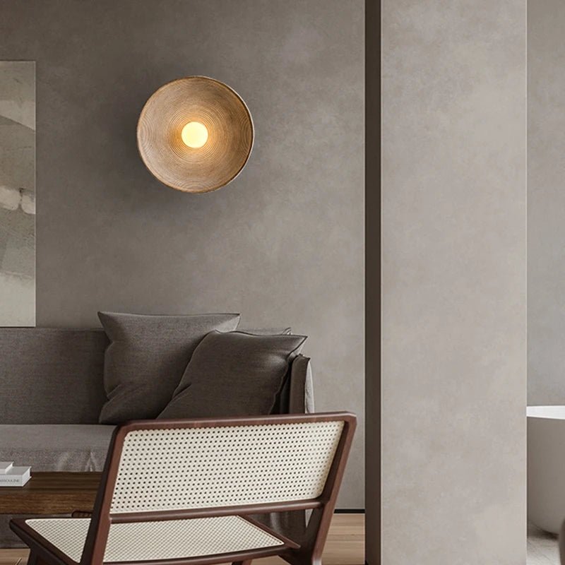 LED Round Wall Sconce Vintage Resin Look 1-Light Fixture
