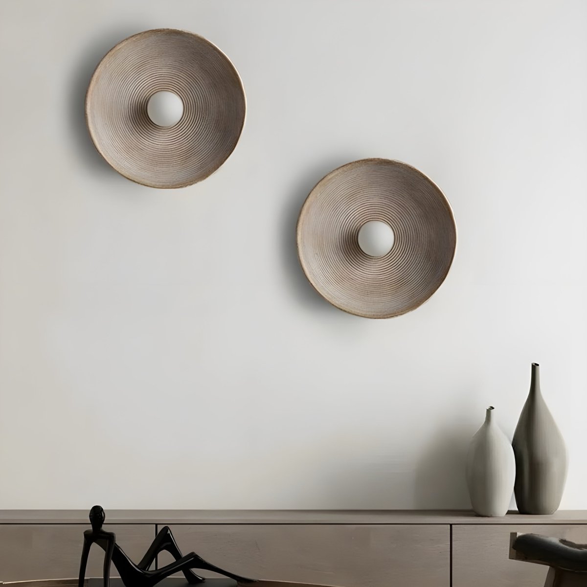 LED Round Wall Sconce Vintage Resin Look 1-Light Fixture