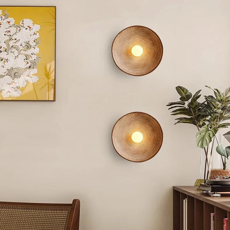 LED Round Wall Sconce Vintage Resin Look 1-Light Fixture