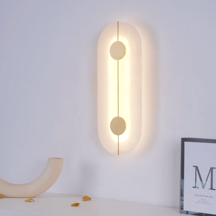 Circular LED Light Sconce With Marble Accent, Modern Nordic Style