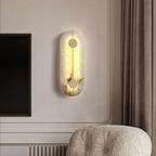 Circular LED Light Sconce With Marble Accent, Modern Nordic Style