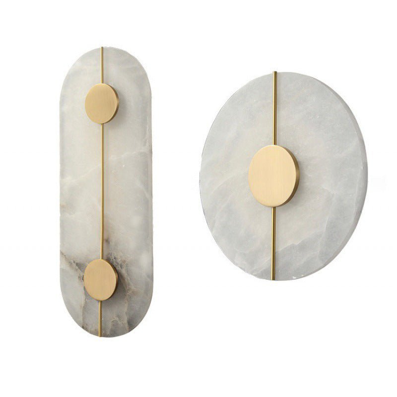Circular LED Light Sconce With Marble Accent, Modern Nordic Style