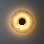 Circular LED Light Sconce With Marble Accent, Modern Nordic Style