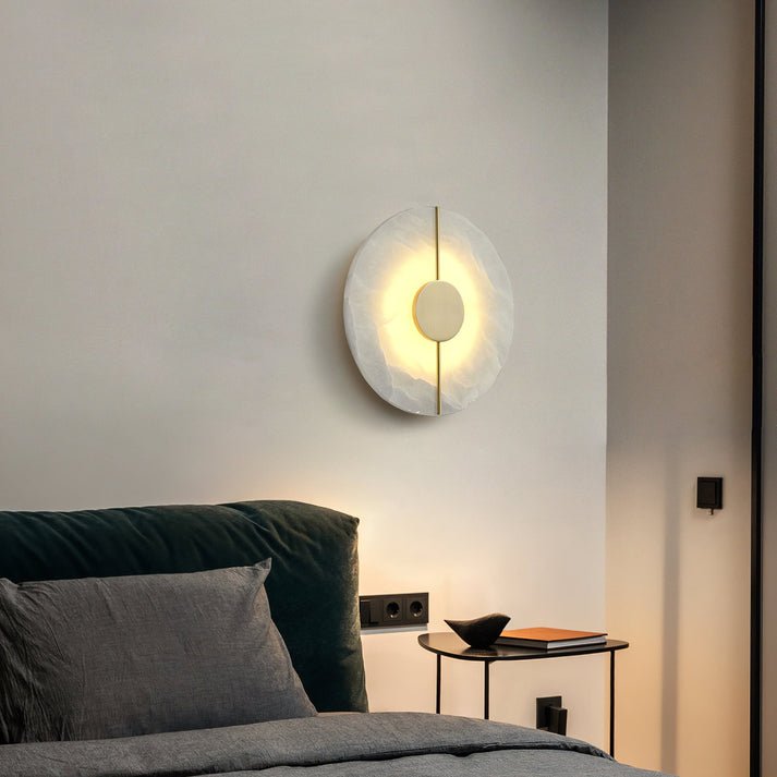 Circular LED Light Sconce With Marble Accent, Modern Nordic Style