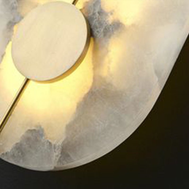 Circular LED Light Sconce With Marble Accent, Modern Nordic Style