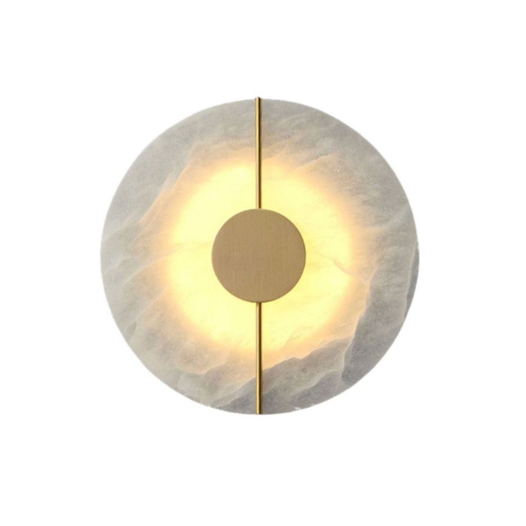 Circular LED Light Sconce With Marble Accent, Modern Nordic Style
