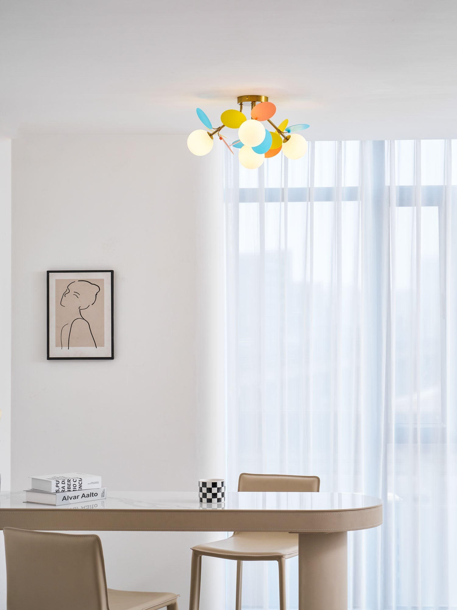Loftlampe, Macaron akrylbladskiver, G9 pastel, 1/4/6/8 hoveder