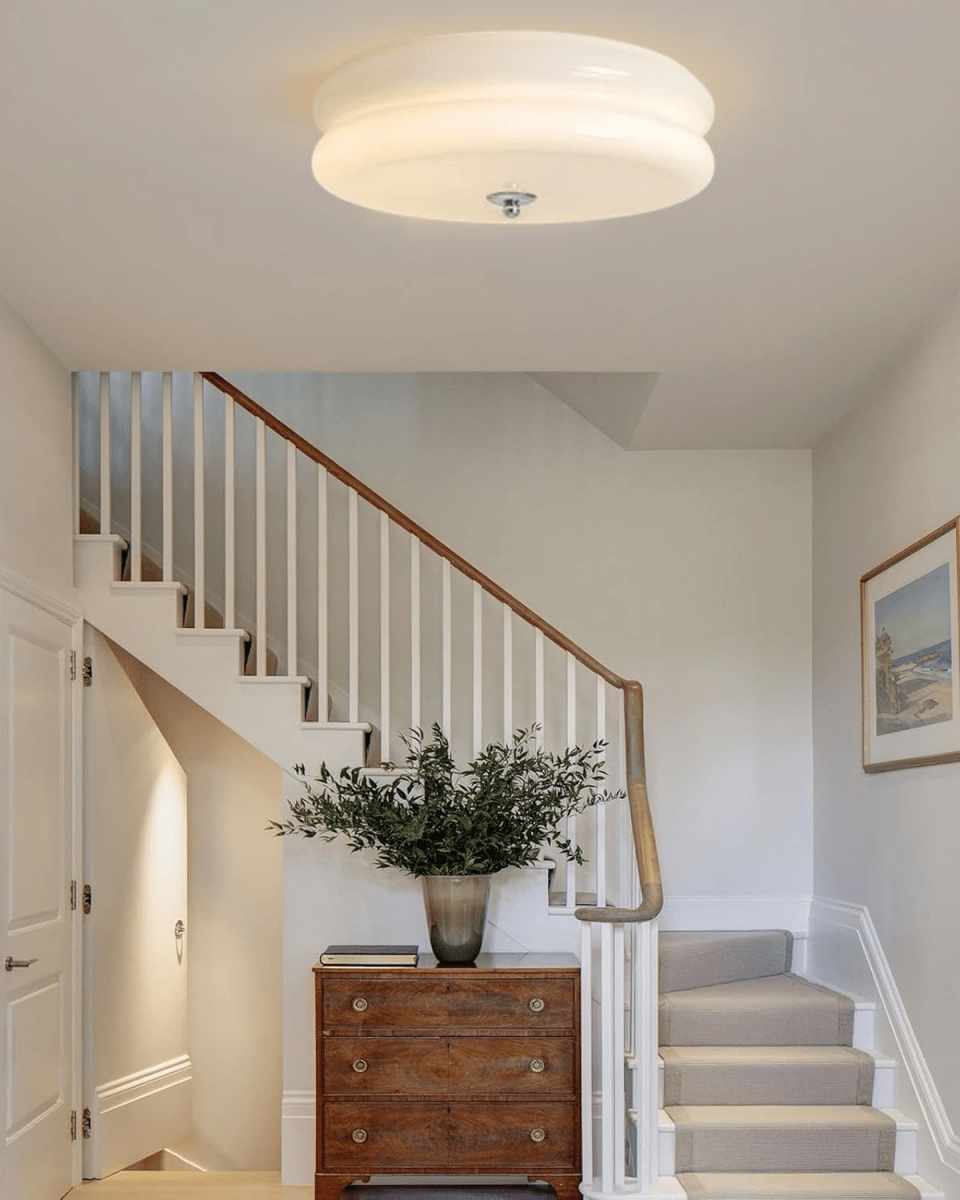 12-Inch Diameter Ceiling Fixture With Tiered Metal Construction