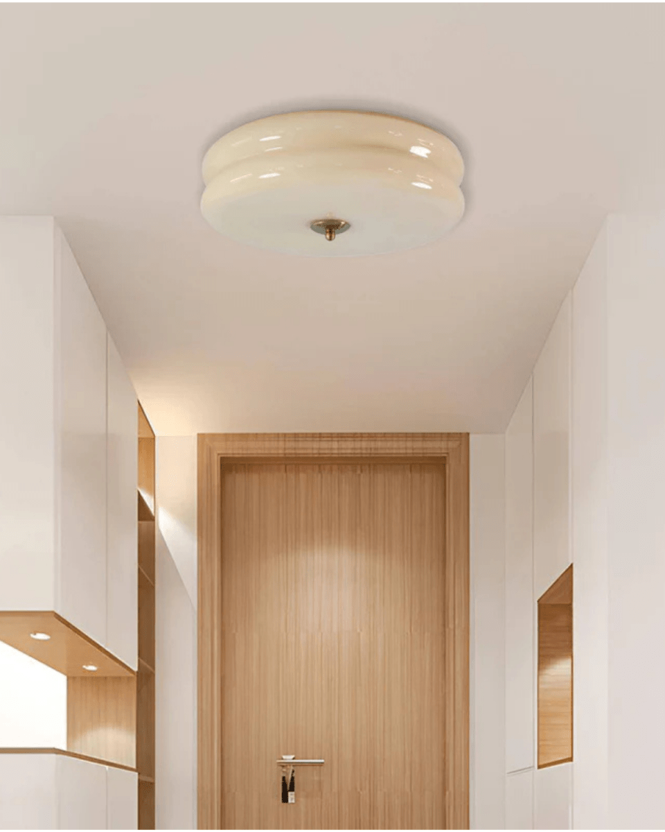 12-Inch Diameter Ceiling Fixture With Tiered Metal Construction