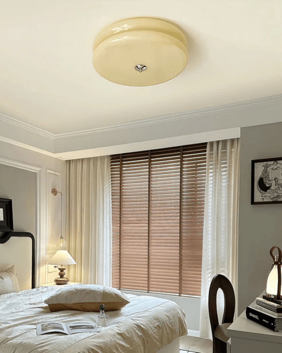 12-Inch Diameter Ceiling Fixture With Tiered Metal Construction