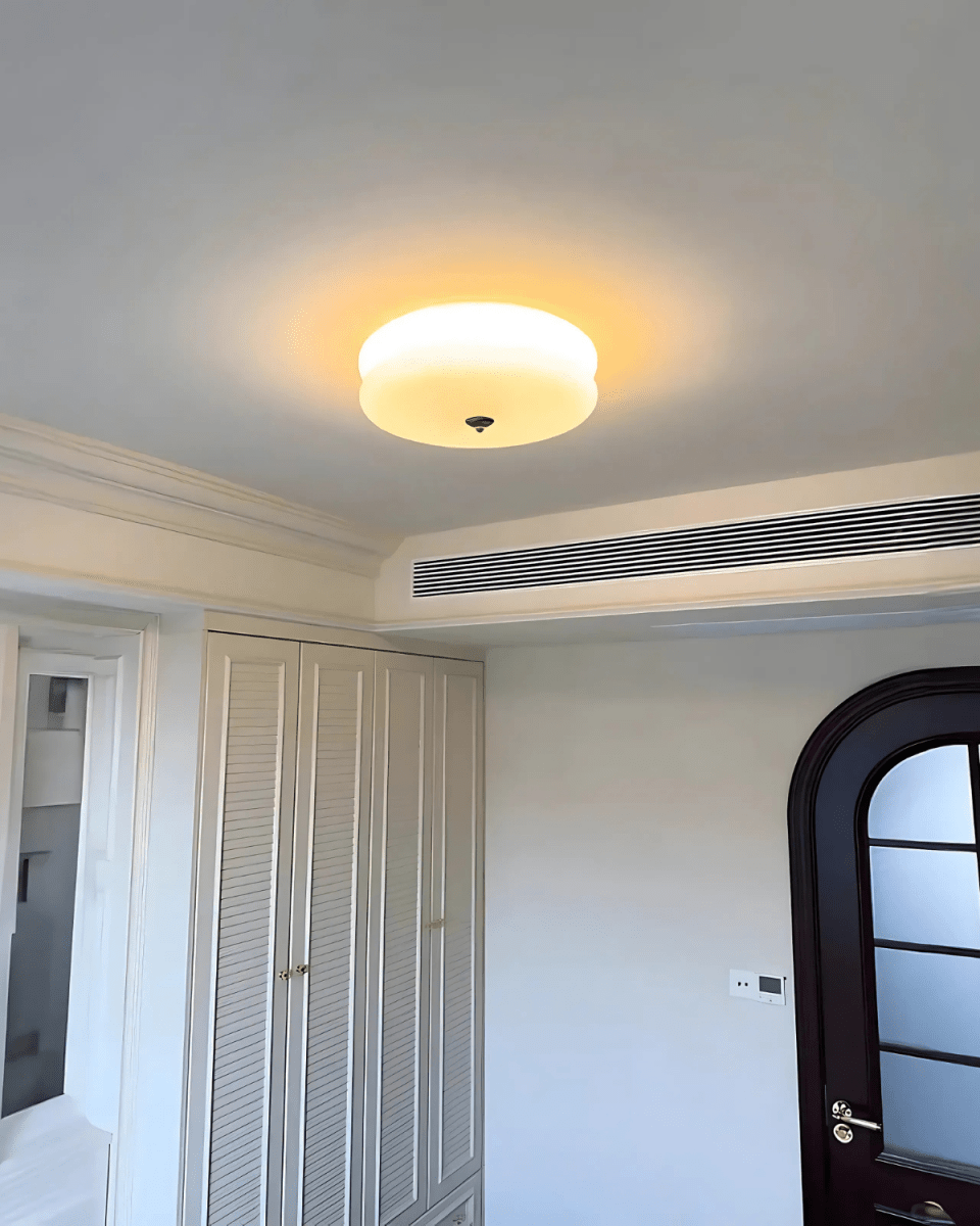 12-Inch Diameter Ceiling Fixture With Tiered Metal Construction