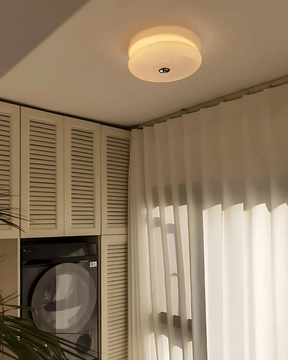12-Inch Diameter Ceiling Fixture With Tiered Metal Construction