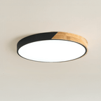 Circular Wood And Metal LED Flush Mount Overhead Light Fixture