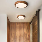 12-Inch Round Wood Frame Ceiling Light With Acrylic Diffuser And Modern Design