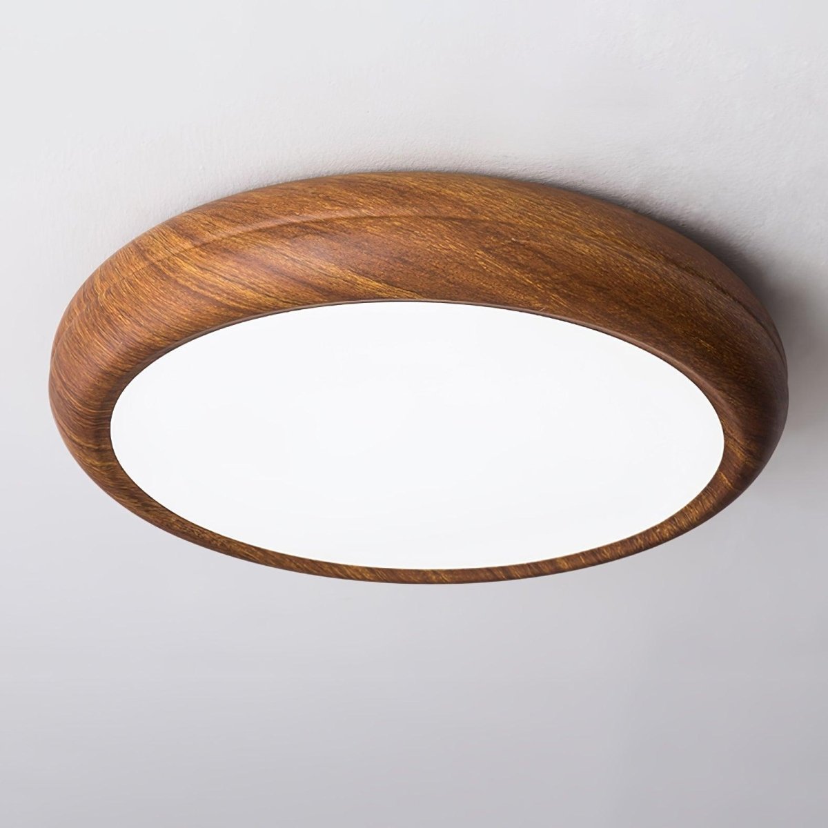 12-Inch Round Wood Frame Ceiling Light With Acrylic Diffuser And Modern Design