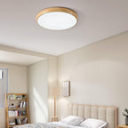 12-Inch Round Wood Frame Ceiling Light With Acrylic Diffuser And Modern Design