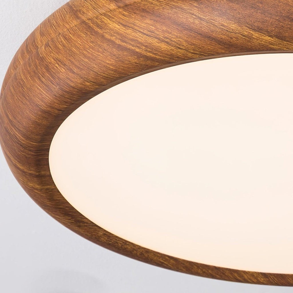 12-Inch Round Wood Frame Ceiling Light With Acrylic Diffuser And Modern Design