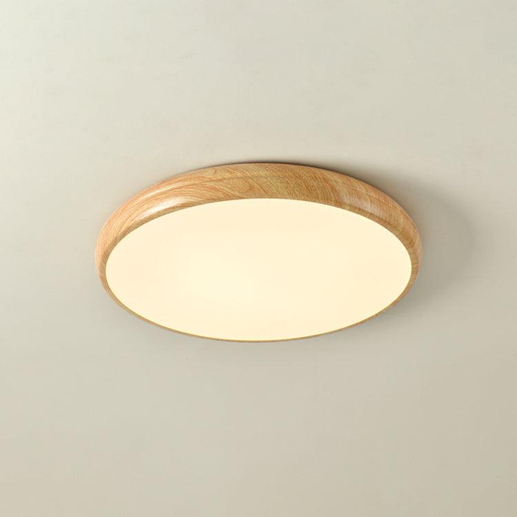 12-Inch Round Wood Frame Ceiling Light With Acrylic Diffuser And Modern Design