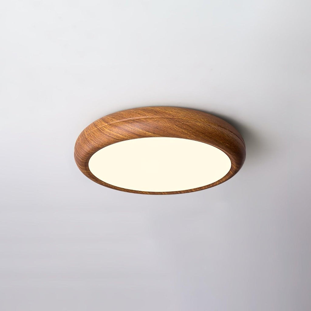 12-Inch Round Wood Frame Ceiling Light With Acrylic Diffuser And Modern Design