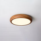 12-Inch Round Wood Frame Ceiling Light With Acrylic Diffuser And Modern Design
