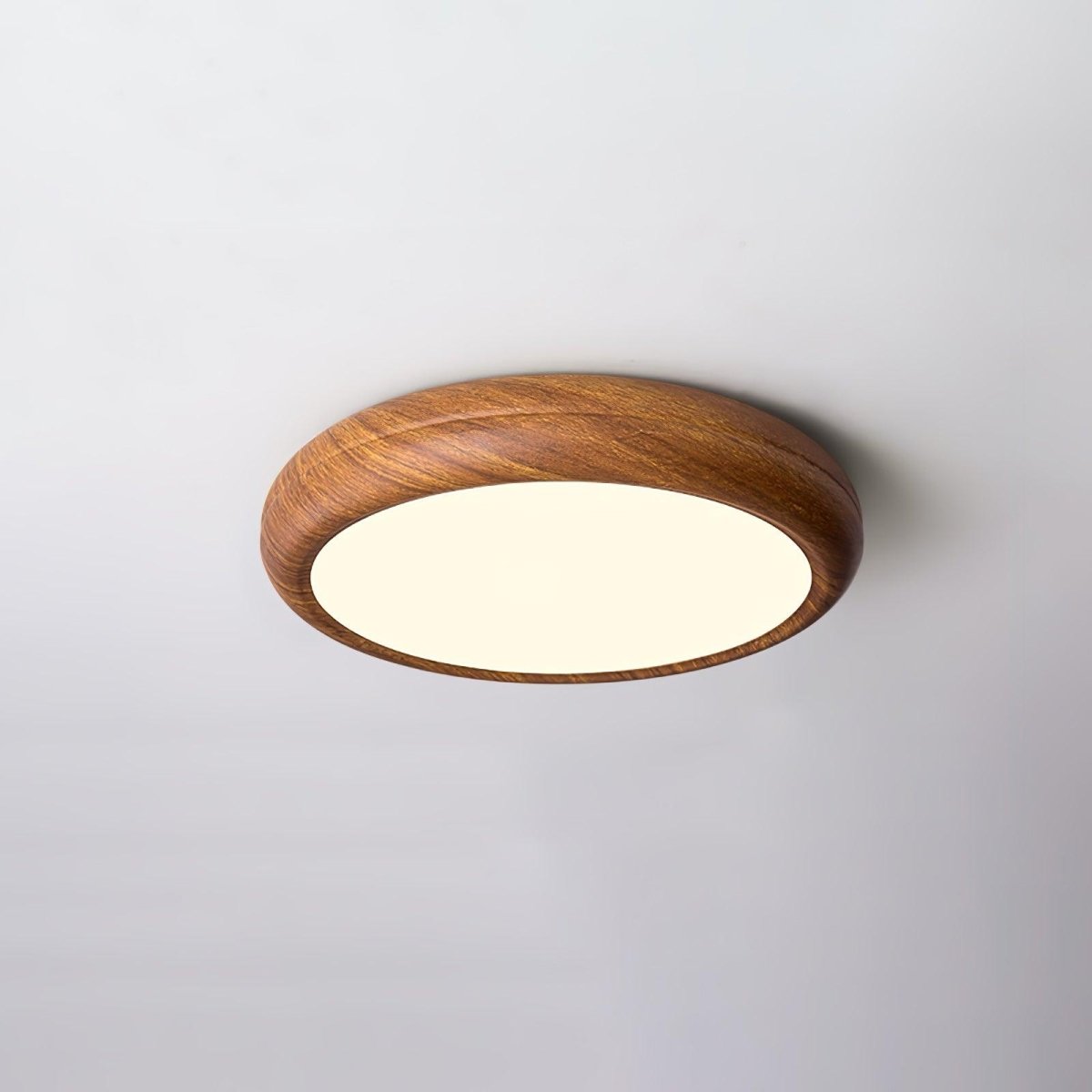 12-Inch Round Wood Frame Ceiling Light With Acrylic Diffuser And Modern Design
