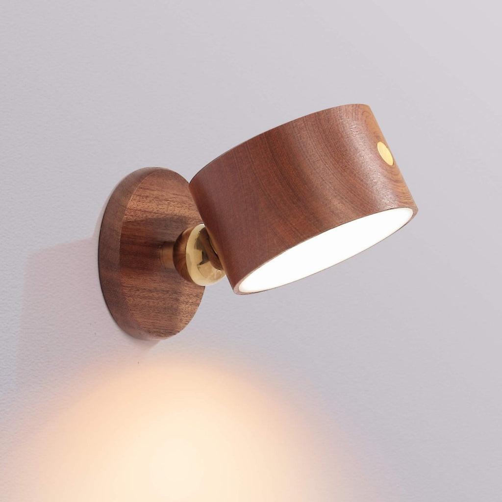 Round Wood LED Wall Sconce With Minimalist One Light Design And Warm Glow