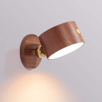 Round Wood LED Wall Sconce With Minimalist One Light Design And Warm Glow